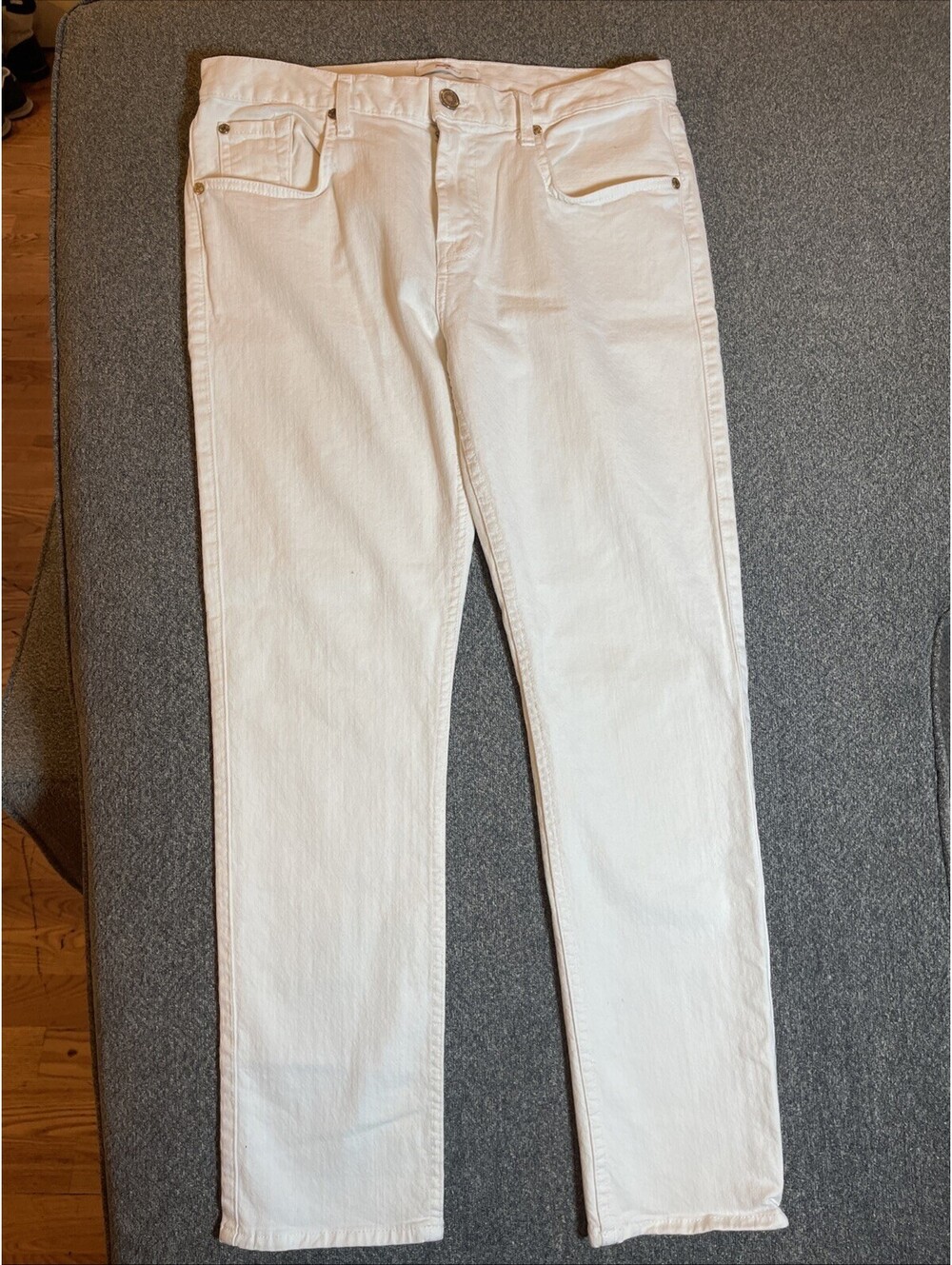 7 For All Mankind Size 28 White Cotton Spandex Logo Boot-Cut Jeans